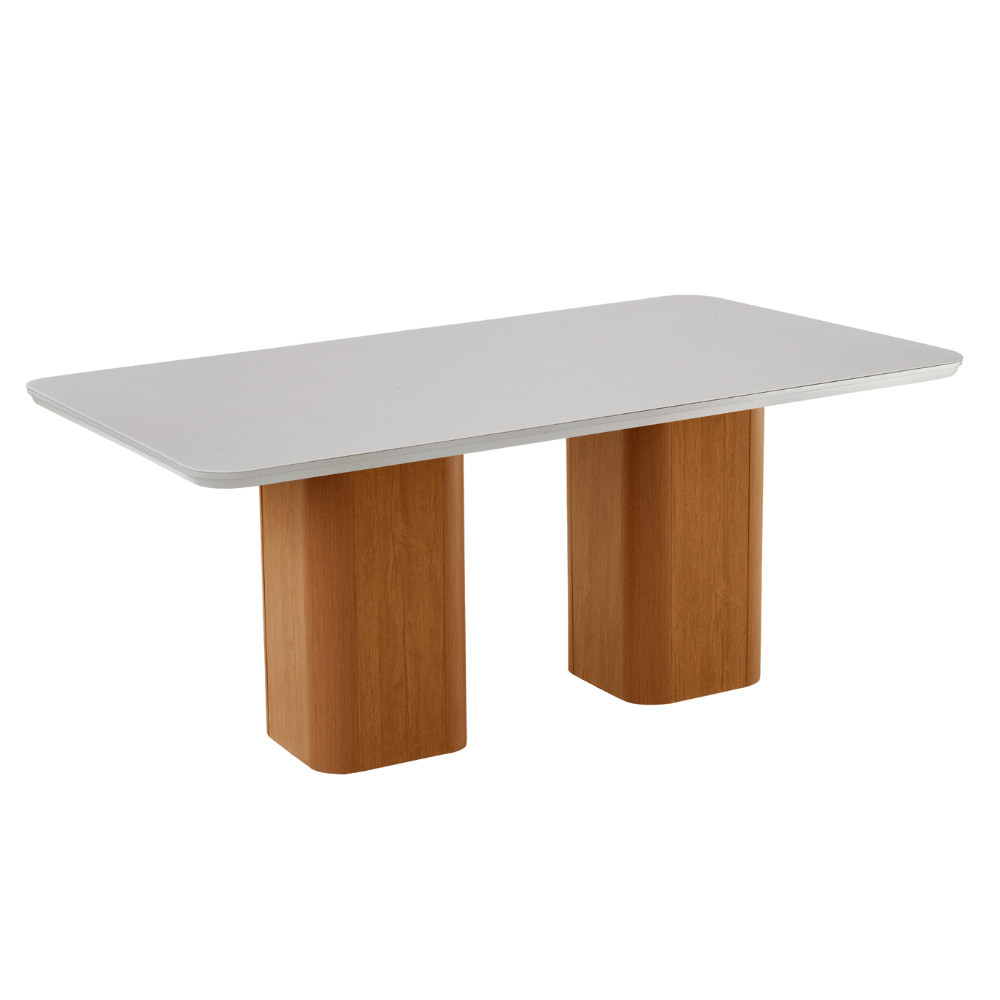 Mesa de Jantar Eloise 180cm Tampo Mdf e Vidro Canto Copo Moderna Mobília em Oferta na Shopee