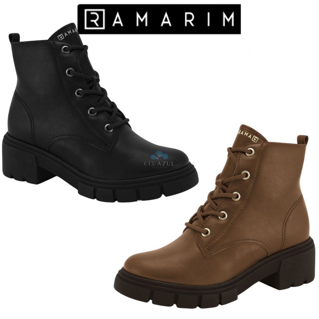 Bota Coturno Ankle Feminina Ramarim Tratorada Salto Bloco Baixo Grosso em Oferta na Shopee