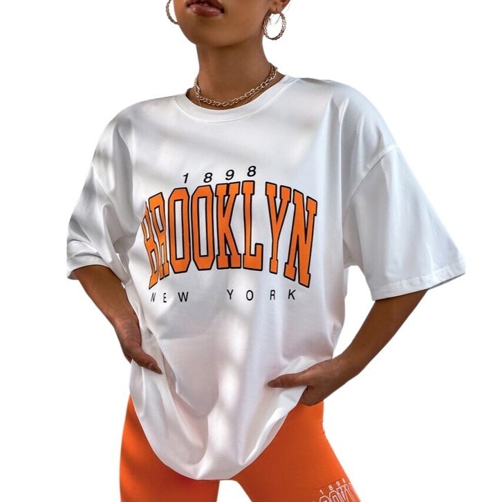Camiseta Feminina Brooklyn Streetwear T-shirt 100% Algodão Fio 30.1 Lançamento