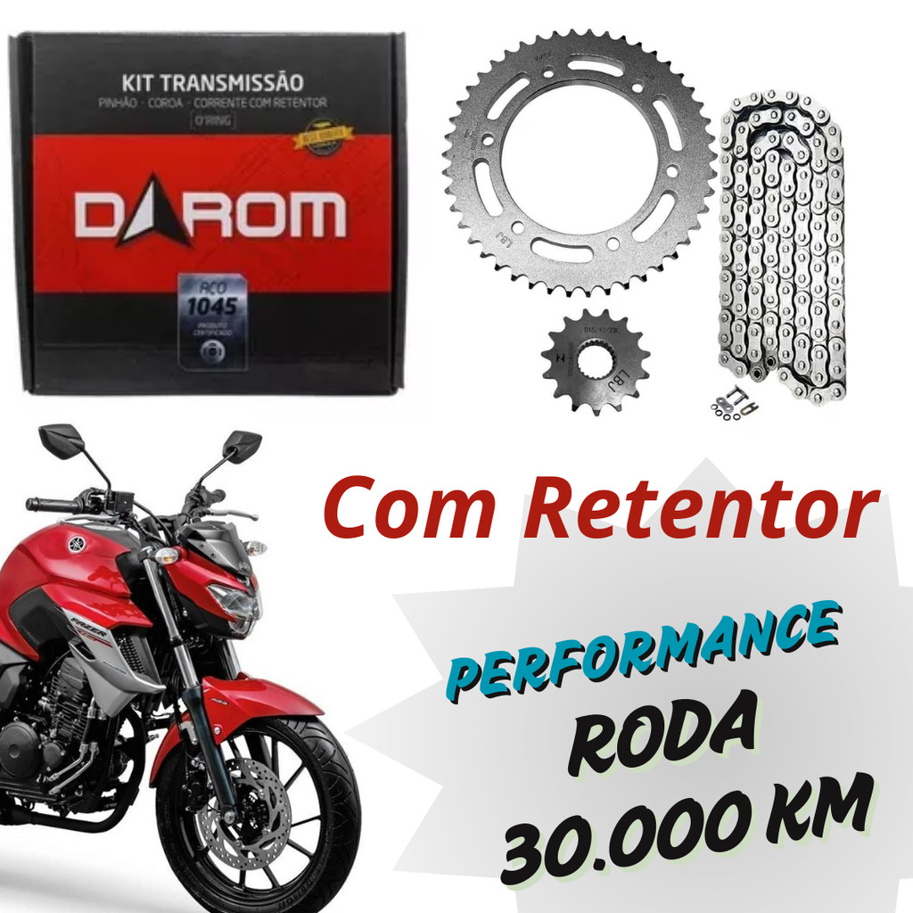Kit Relação Transmissão  Tração Yamaha Fazer 250 2018 a 2024 Fz-25 Com Retentor em Oferta na Shopee