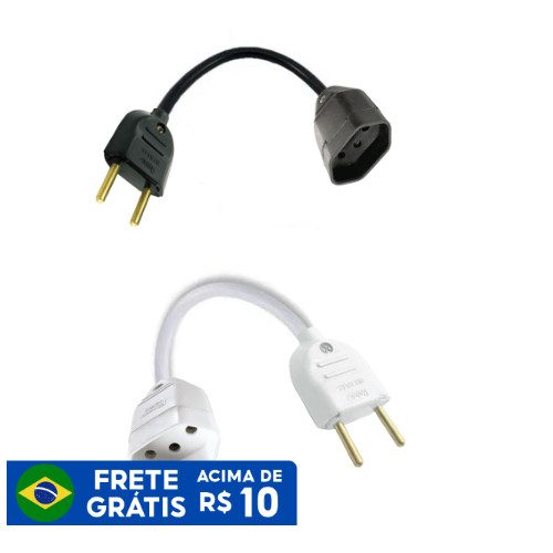 Cabo Cordão Prolongador Mini 25cm 10a/20a 2p/2p+t