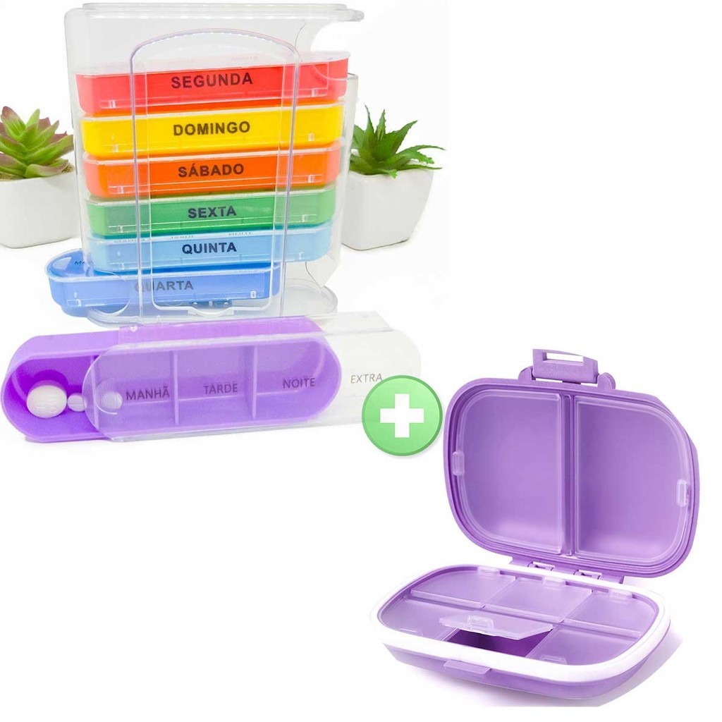 Kit Porta Comprimidos Cápsulas Remédio Divisória Bolsa Leve Portátil Organizador Medicamento