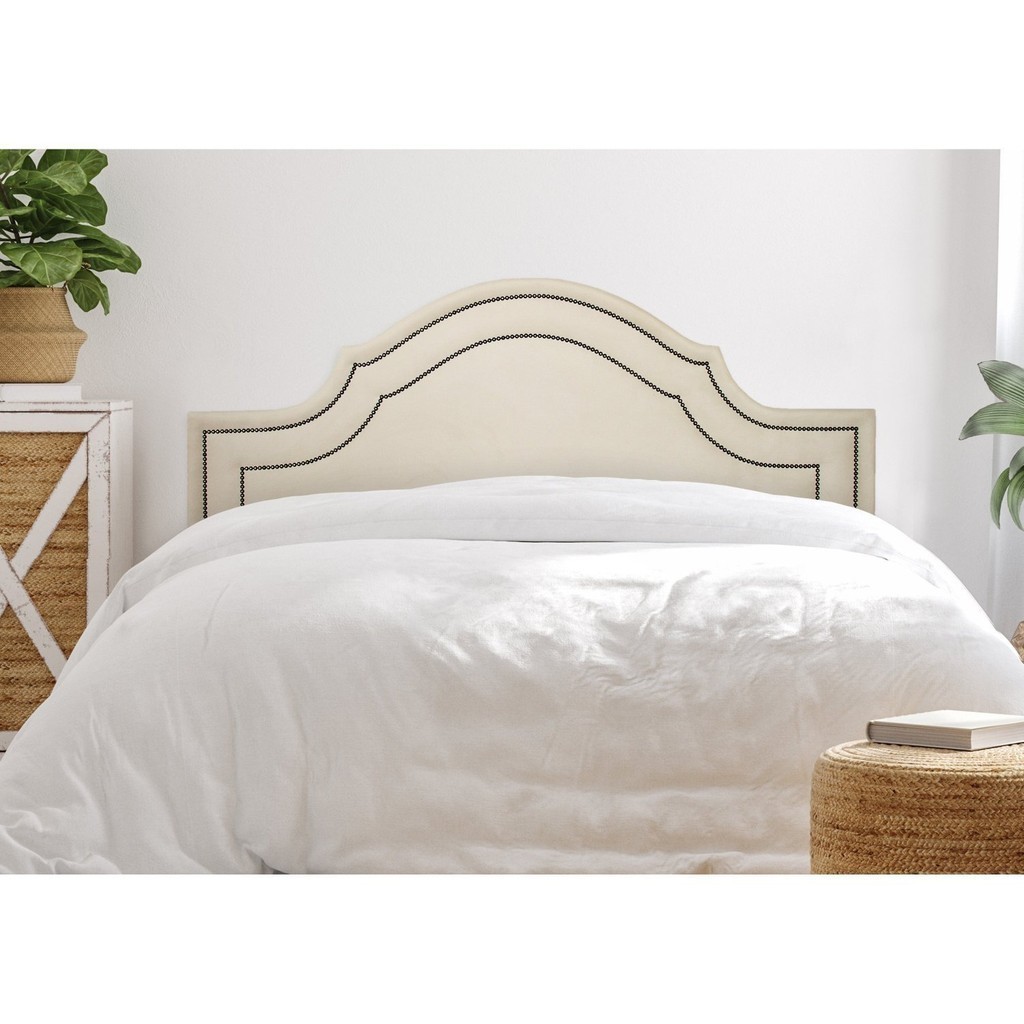 Cabeceira Casal Estofada para Cama Box com Tachas 140x60cm Provençal Luxo Dupla OffWhite/Fumê em Oferta na Shopee