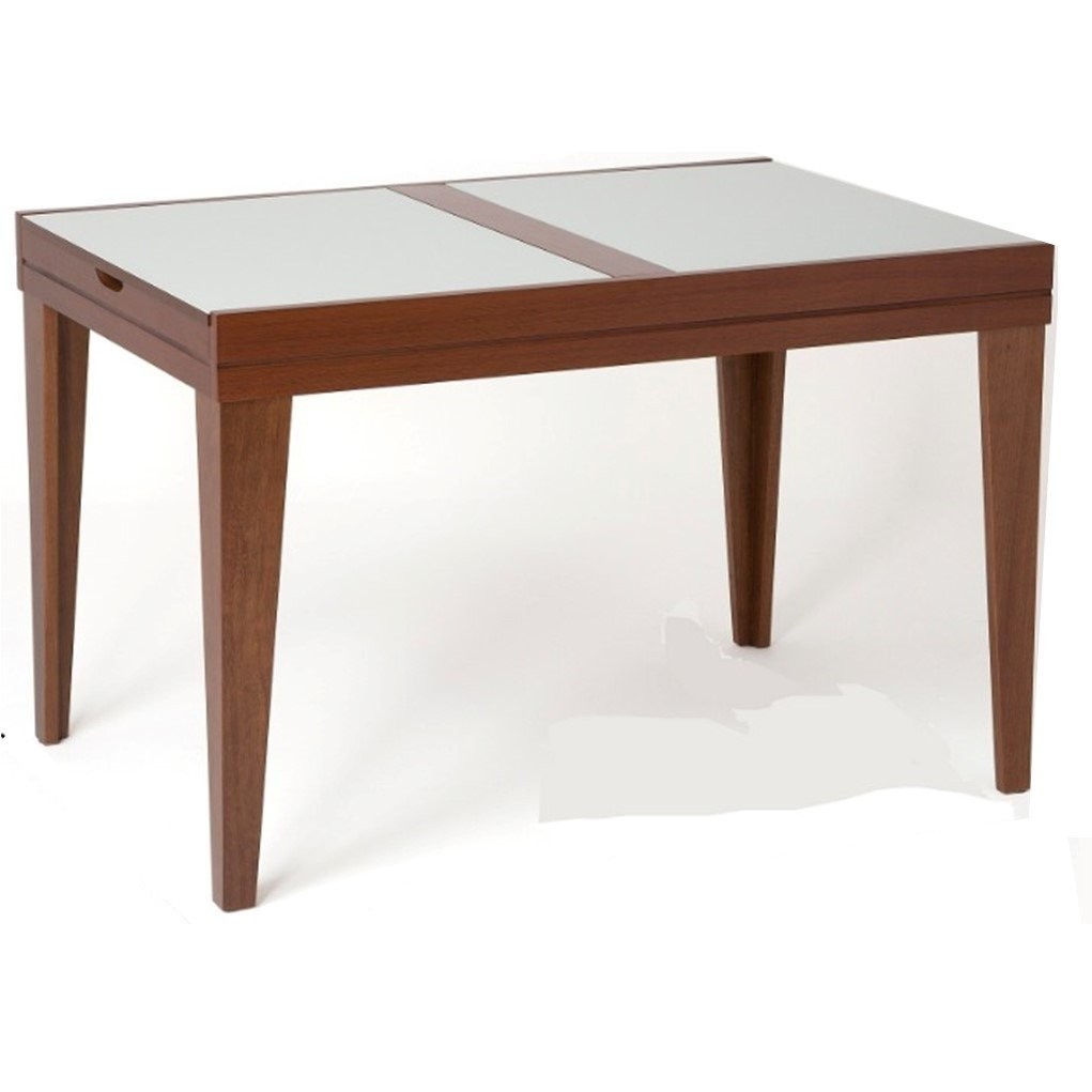 Mesa de Jantar Extensível Madeira Maciça Tampo com Vidro Paris  Imbuia/Off White - Home & Living