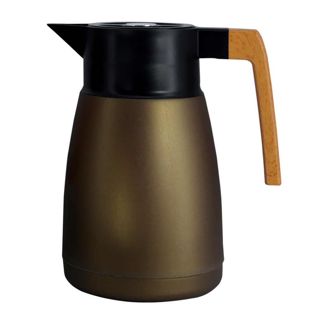 Garrafa Térmica Coffeeshop Plástico Marrom Metálico 1 Litro Dynasty Full Fit