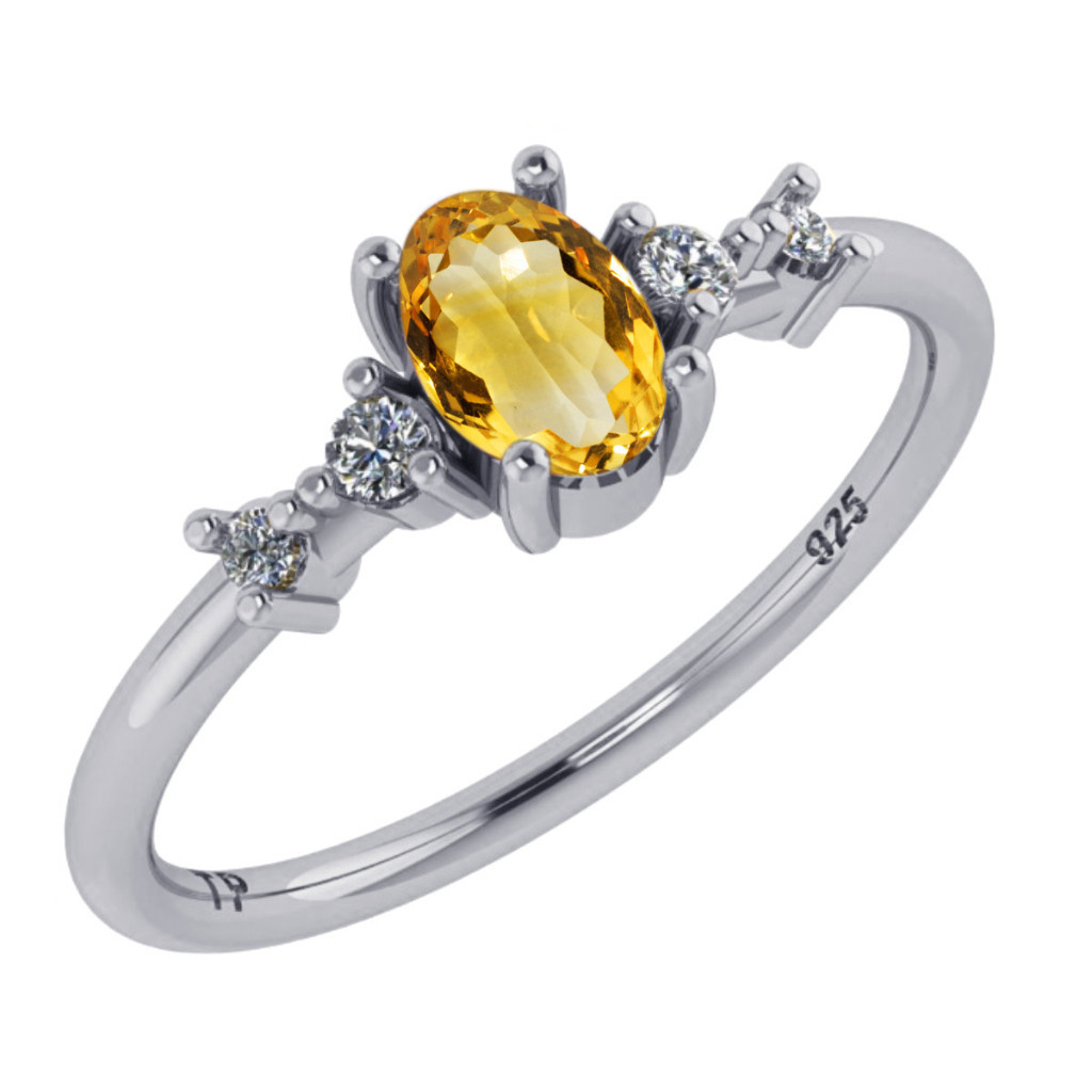 Anel London Citrino - Prata 925 - Exclusivo em Oferta na Shopee