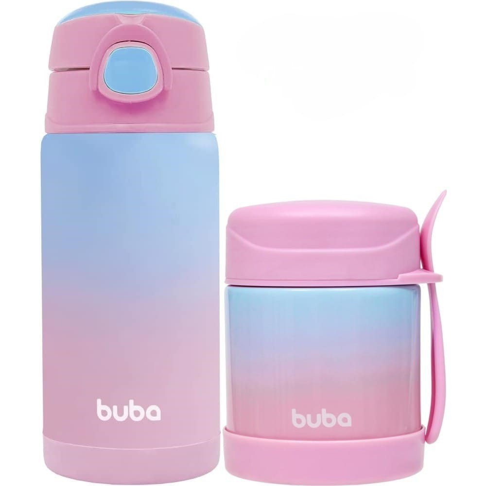 Kit Garrafa E Pote Térmico Infantil Bebê Degradê Buba em Oferta na Shopee