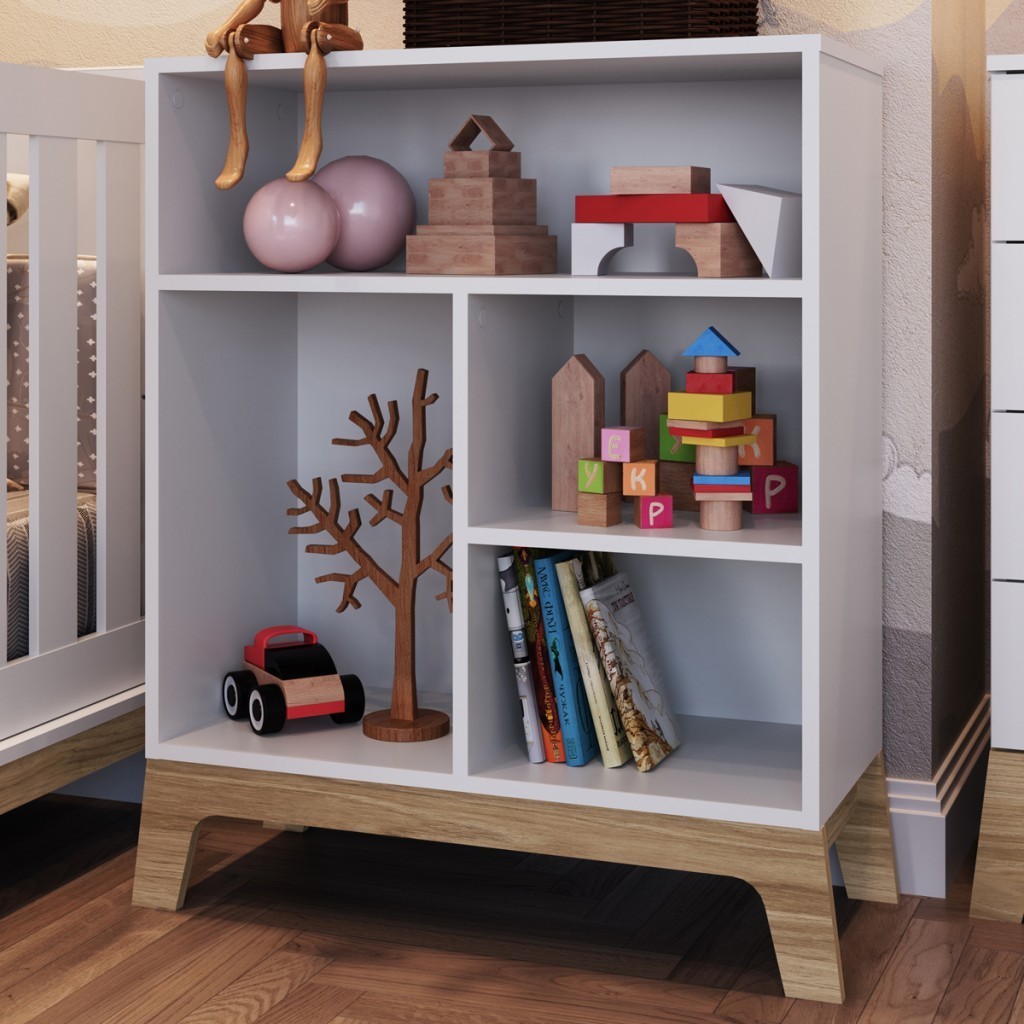 Cômoda Infantil Favo de Mel 4 Nichos - Home & Living