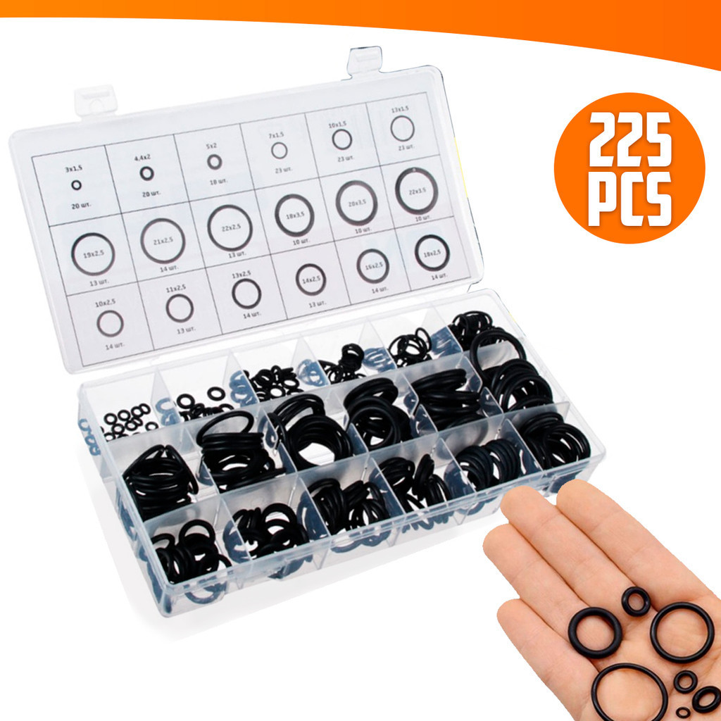 Kit Anéis De Vedação 225 Peças  Borracha O-ring Estojo Diversos Tamanhos em Oferta na Shopee