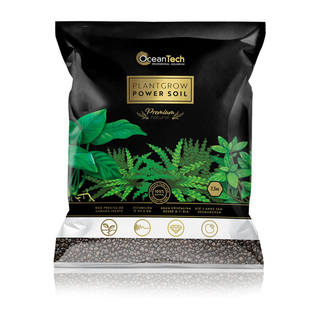 Substrato Fértil Ocean Tech Plant Grow Power Soil 2,5kg Terra Escura para Aquário