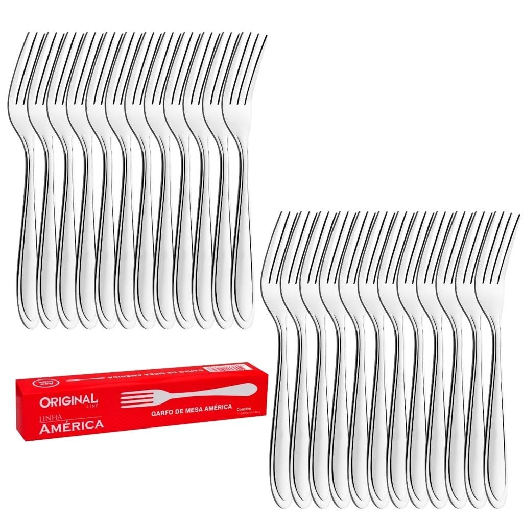 Jogo Aco Inox 24 Garfo Churrasco Buffet Restaurante Lanchonete Hotel Cozinha Casa Original Line em Oferta na Shopee