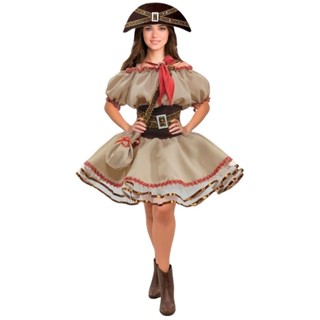 Vestido Maria Bonita de Luxo com Chapéu Roupa Cangaceira Luxo pra Festa Junina Com Bolsa em Oferta na Shopee