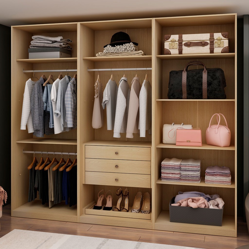 Closet Casal Infinity 3 Gavetas 7 Prateleiras Savana - Genialflex em Oferta na Shopee