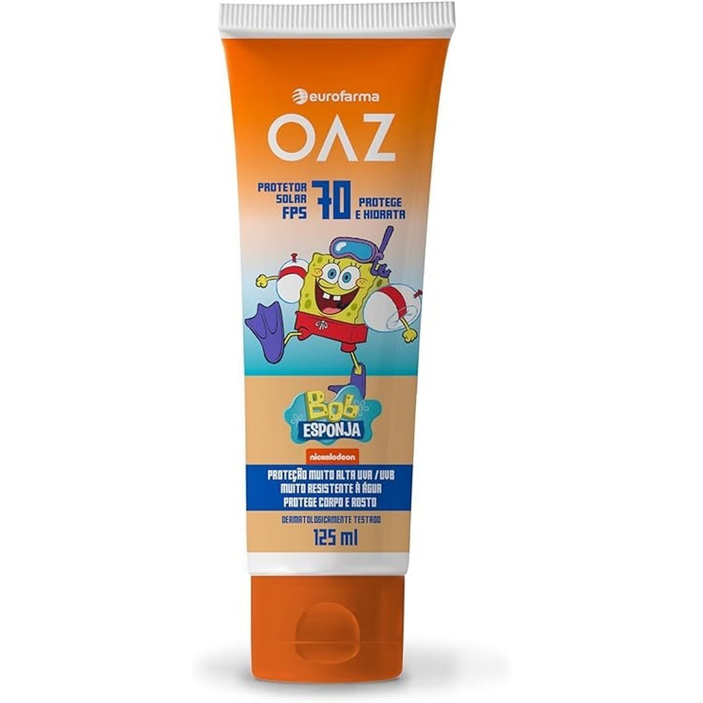 OAZ Protetor Solar Bob Esponja Corpo e Rosto 70FPS 125ml Eurofarma