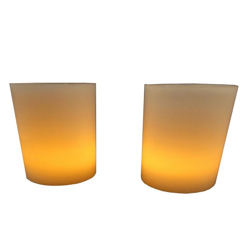 2 Vela De Led + 2 Luminária 8x8x8cm Cilíndrica  De Parafina Decoração em Oferta na Shopee