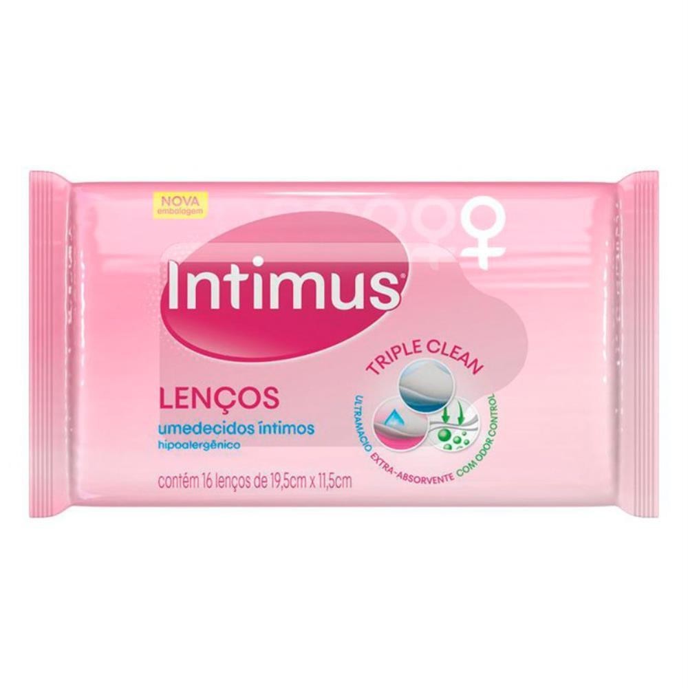 INTIMUS LENÇO UMEDECIDO FEMININO SEM PERFUME COM 16 UNIDADES - Mom & Baby