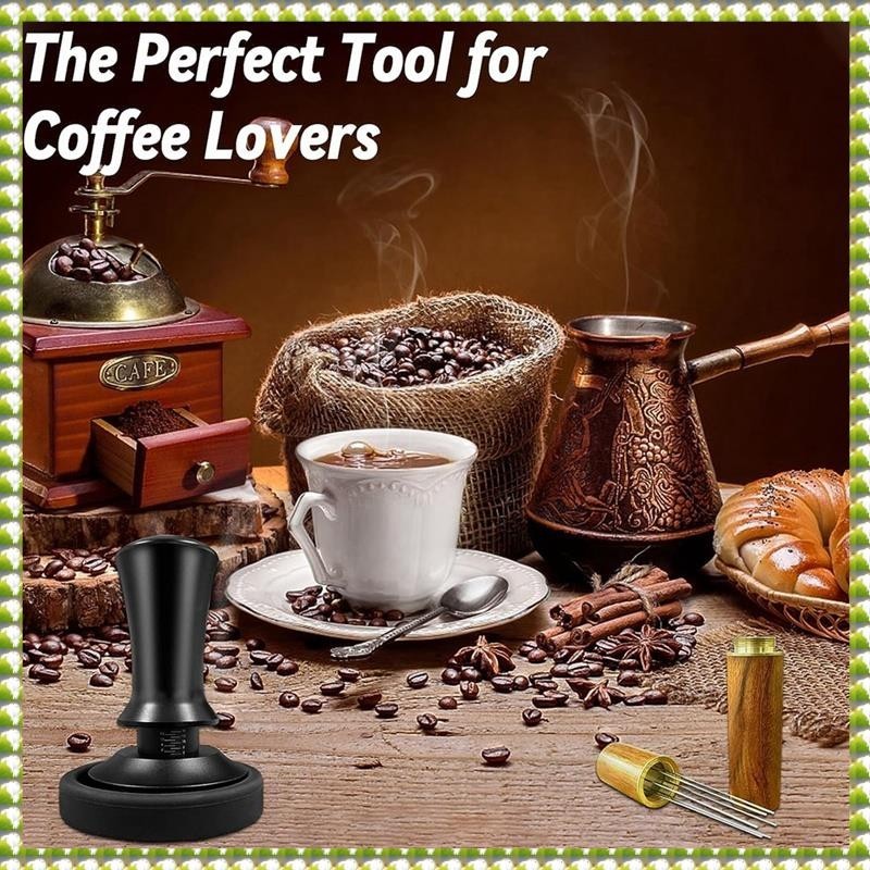 (O F L W) Coffee Espresso Tamper 51mm Com Ferramenta WDT Mola Calibrada Carregada , Tapete De Silicone , Para Máquina De Café Expresso Fácil Instalação De Usar