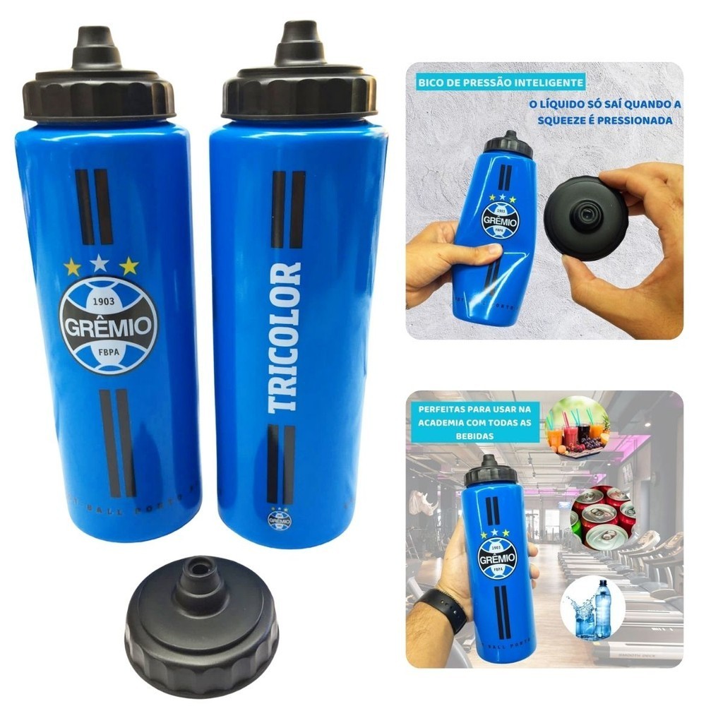 Squeeze 950ml Garrafa Azul Trooper Academia Esporte Time Grêmio Oficial Bico Inteligente