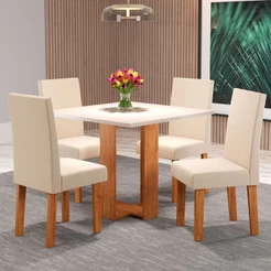 Mesa de Jantar 4 Lugares Marta Mel/Blonde/Nude - Viero Móveis