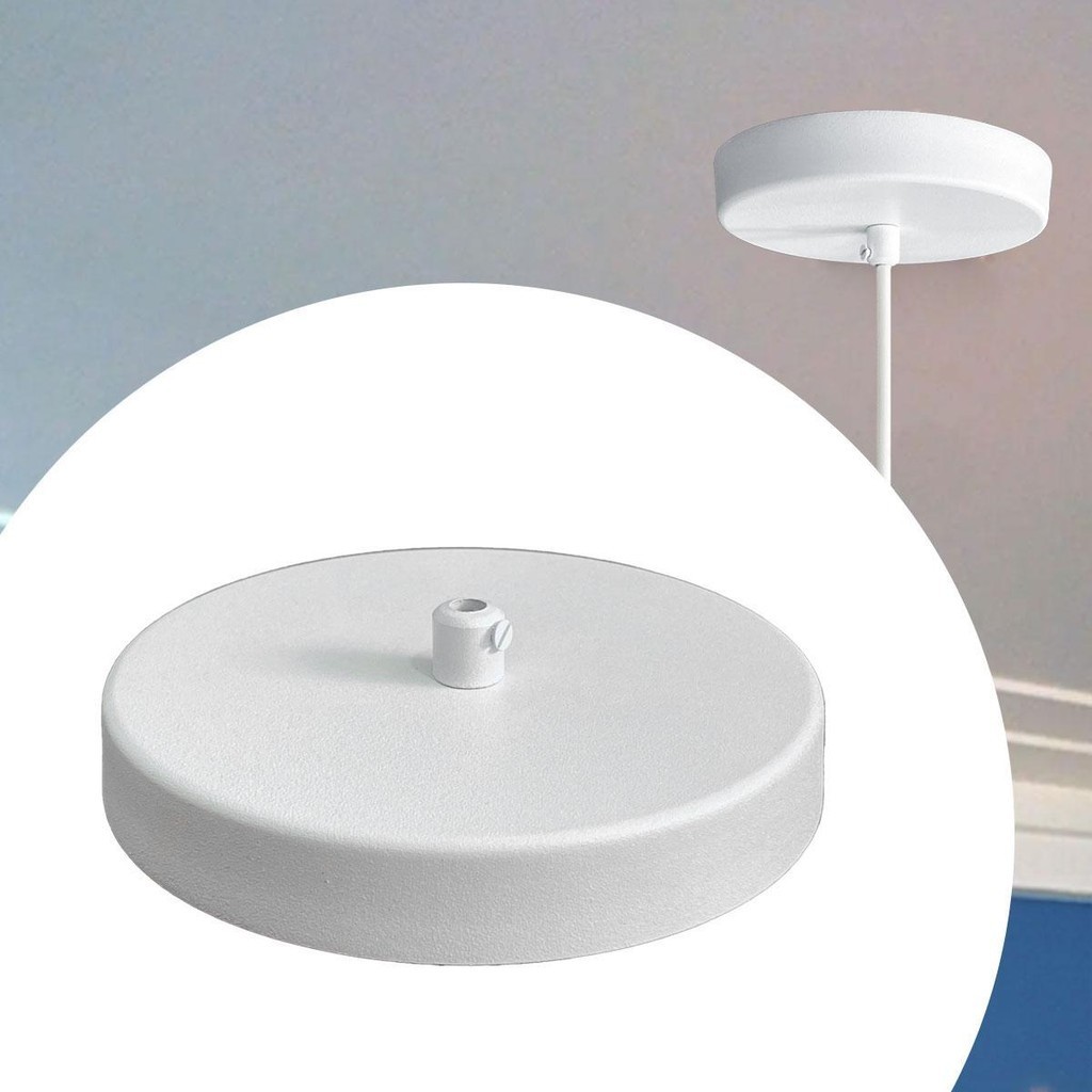 Imagem Canopla Acabamento Redonda para Pendente luminária de teto De Alumínio Preto ou Branco