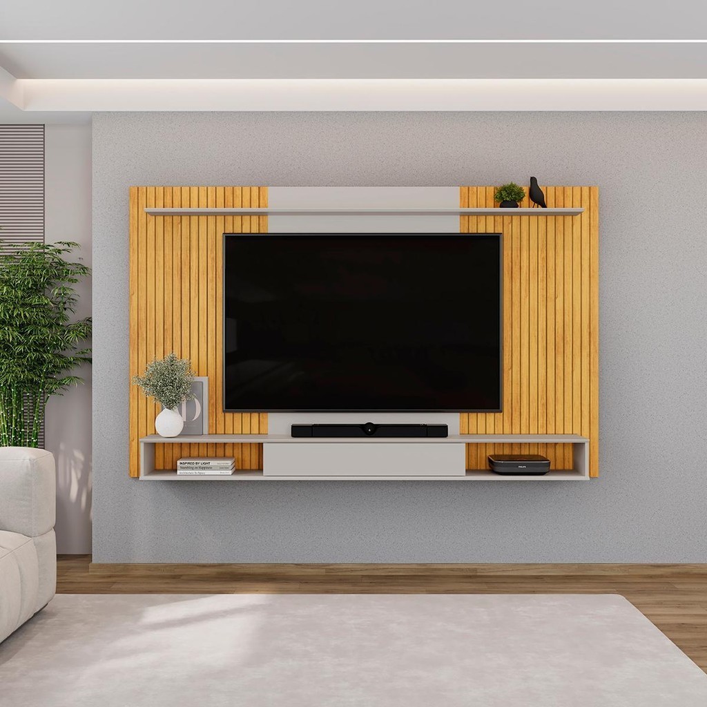 Painel para TV até 70 Polegadas 1 Prateleira DJ Móveis Leo Cedro Bali em Oferta na Shopee