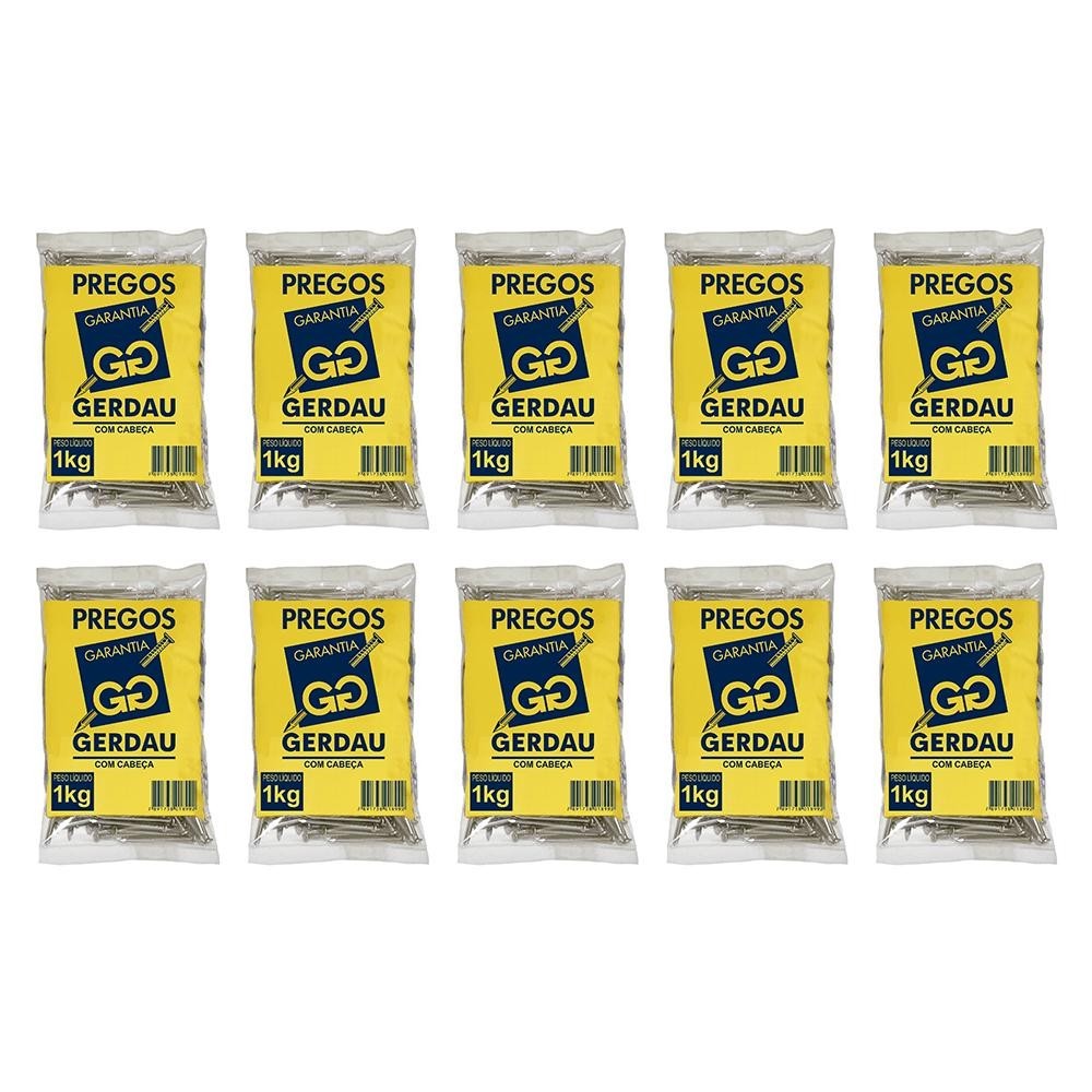 Kit com 10kg de Prego com Cabeça Gerdau 19X39