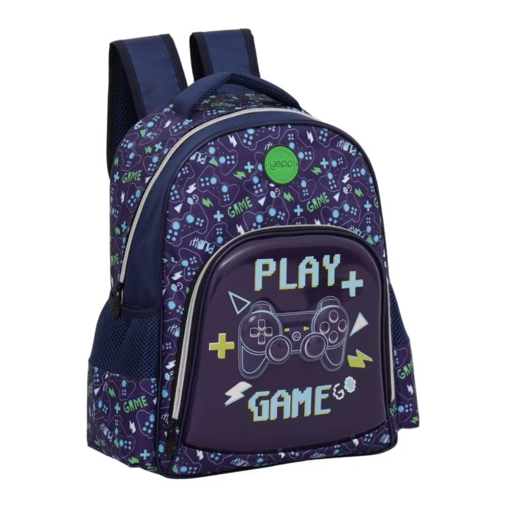Mochila Escolar Passeio Meninos Play Game Grande Reforçada - Yepp