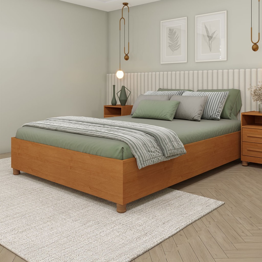 Base de Cama Box Casal Mônaco Cinamomo - Tcil Móveis em Oferta na Shopee