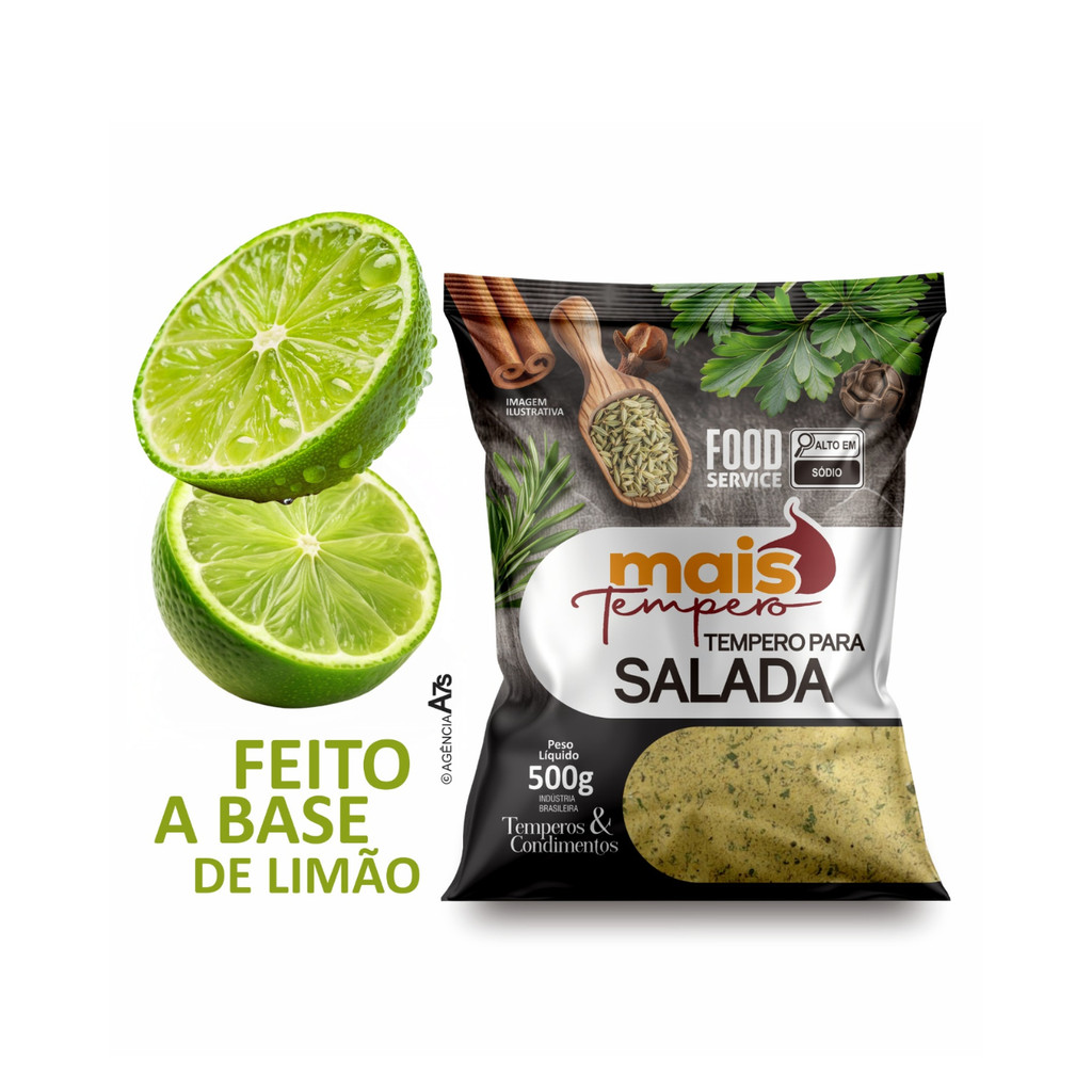 Tempero Para Saladas Com Essencia De Limão 500g Ou 1kg - Mais Tempero - Super Linha Premium Mais Tempero