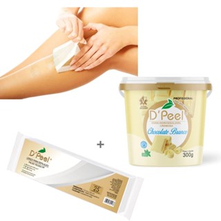 Kit Depilatório Cera Hidrossolúvel Chocolate Branco 300g + Lenço TNT 25un em Oferta na Shopee
