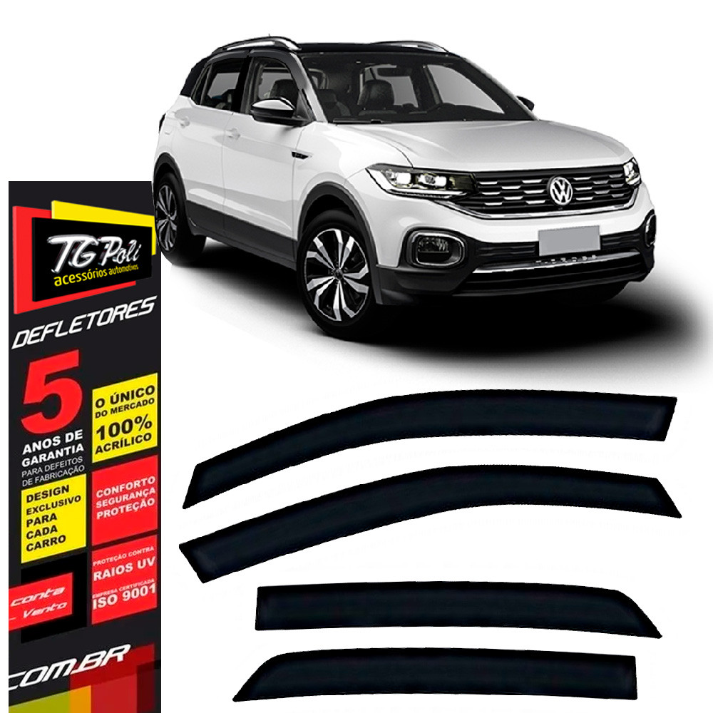 Calha de Chuva Volkswagen T-Cross 2019 a 2026 TG Poli Defletor 4 portas Protetor Janelas Fumê em Oferta na Shopee