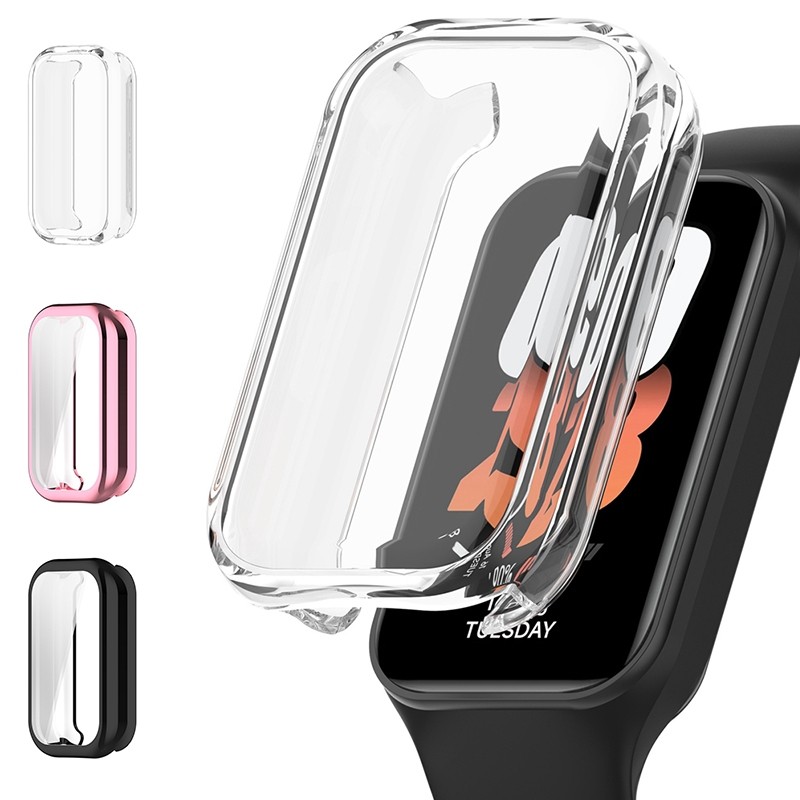 Capa case de TPU e Película para Smartwatch Xiaomi Mi Band 8 Active e Redmi Band 2