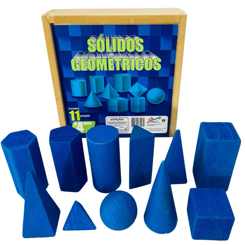 Sólidos Geométricos em Madeira Brinquedo Pegadagógico Educativo Formas Geométricas
