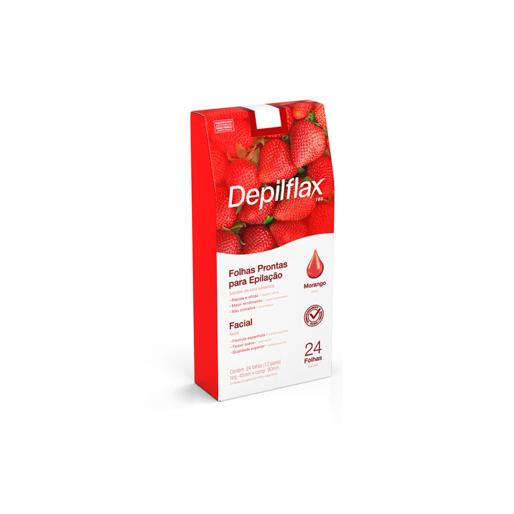 Folhas Prontas Faciais Morango C/24 UN - Depilflax
