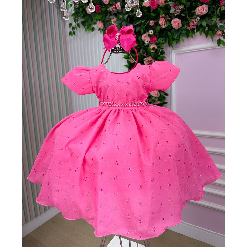 Vestido Miss Cherry Cristal Lese - Laise Rosa Chiclete
