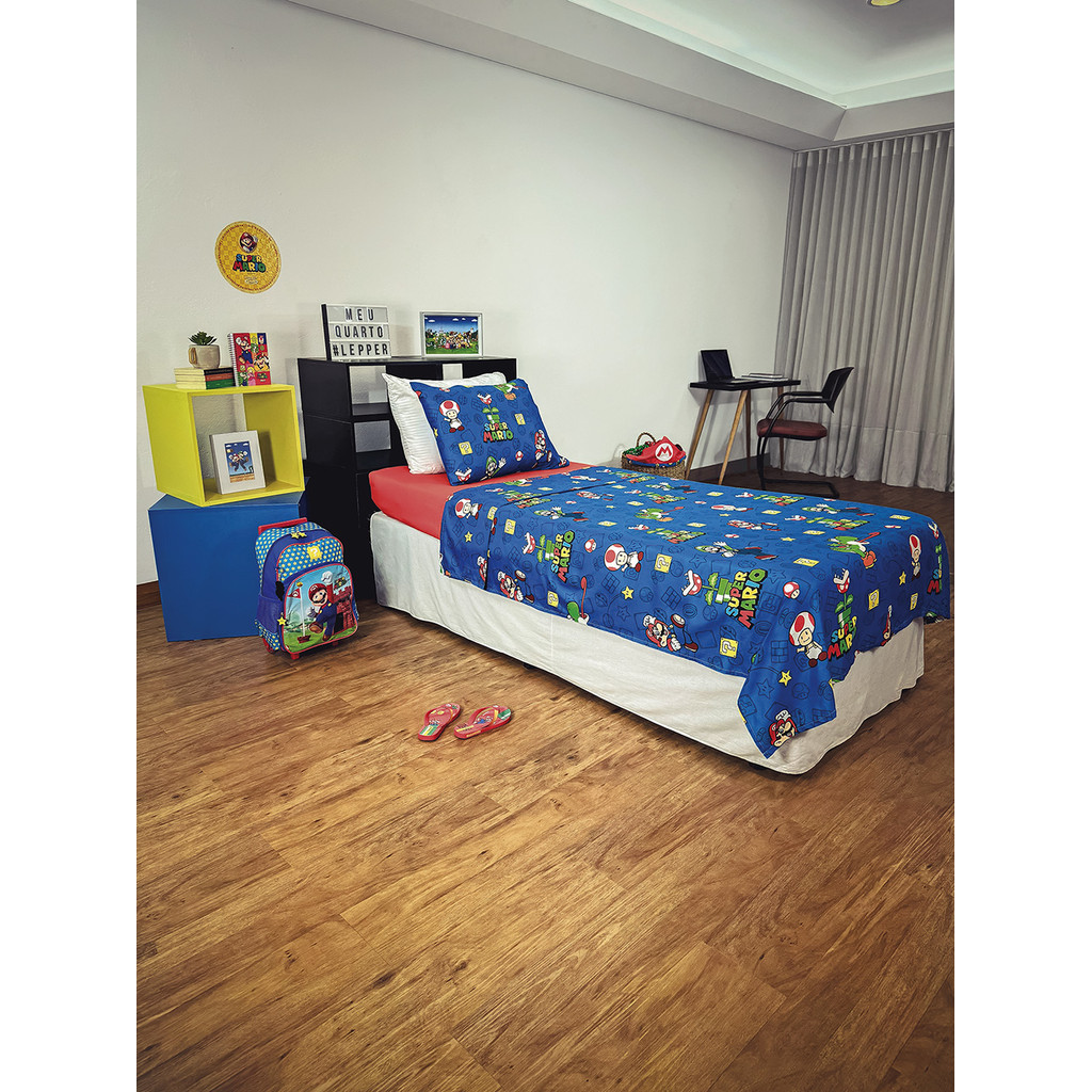 Jogo de Cama Super Mario Infantil Solteiro 2 PÇS em Oferta na Shopee