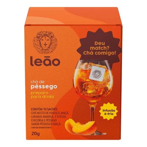 Chá Pêssego Drinks Leão 10 Sachês