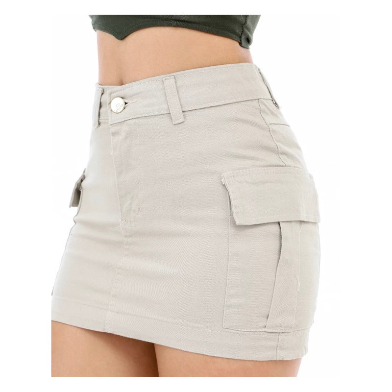 Saia Cargo Curta Levanta Bumbum Com Elastano Moda Verão Blogueira Tendência em Oferta na Shopee