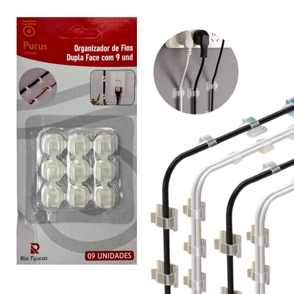 Kit 40 un Organizador Fios Dupla Face Energia Informática