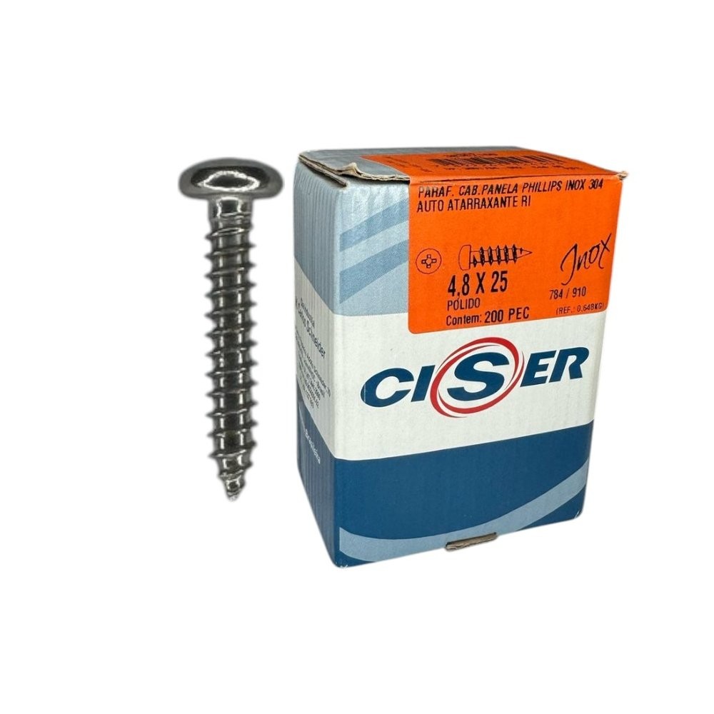 Parafuso Inox AAT Panela Phillips 4.8X25 Phillips Caixa 200 PCS
