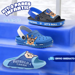 Kit 3 Pares Sandália Chinelo Infantil Menino Patrulha Canina Slide Nuvem Babuche Papete 24 ao 31 em Oferta na Shopee