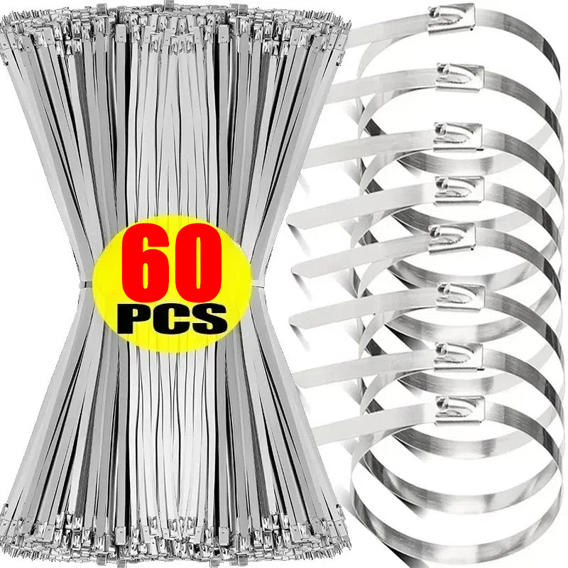 Abraçadeiras De Metal De Aço Inoxidável Resistentes-Anel De Fixação Com Travamento Automático Multiuso Para Envoltório D em Oferta na Shopee