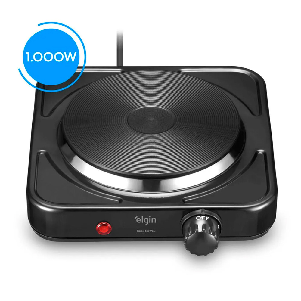 Fogão Elétrico Portátil 1 Boca Single Cook 1000W Preto 127V Elgin em Oferta na Shopee