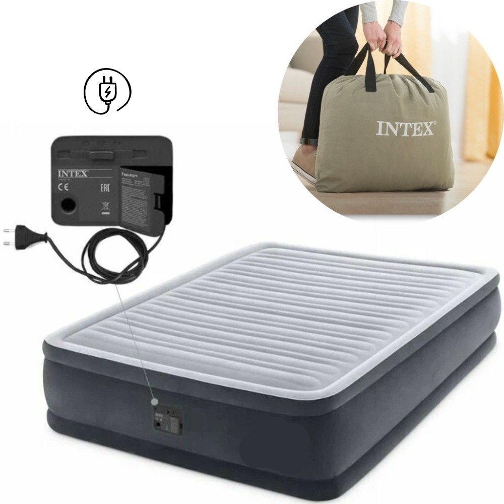 Colchão Casal Inflável Intex Dura Beam Comfort Plush C/ Bomba Elétrica Embutida 127v