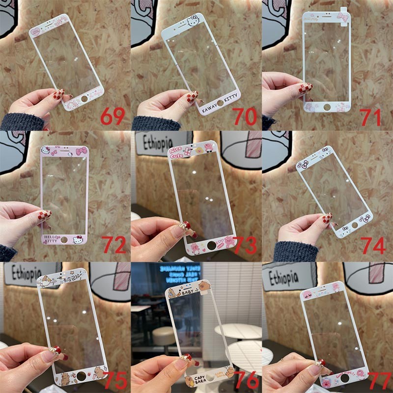 Protetor Tela De Vidro Temperado Com Cobertura Completa Desenho Animado Para iphone 7 8 plus 4 4s 5 5s se 6 6s se2 se3 em Oferta na Shopee