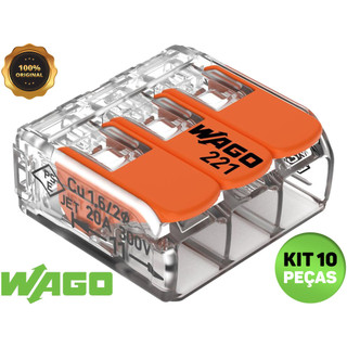 Kit 3, 5, 10 e 20 Conector Elétrico 221-413 Emenda Wago 3 Vias 32A Original 4mm² e 6mm² Fio Chuveiro Tomada em Oferta na Shopee