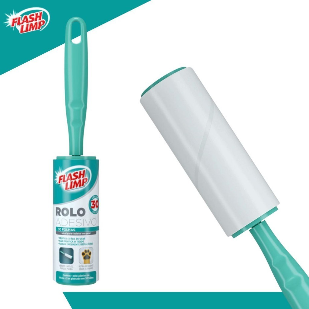Tira Pelo Roupa Rolo Adesivo Rolinho 30 Folhas Flash Limp
