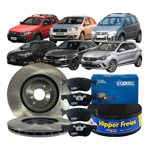 Kit Disco Freio Dianteiro Pastilha Fiat Strada 2014 Á 2020 em Oferta na Shopee