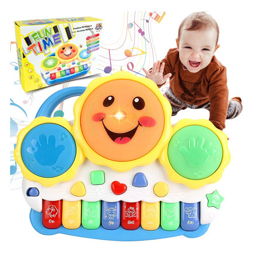 Teclado Piano Musical Tambor Com Luz Bebê Brinquedo Infantil Divertido