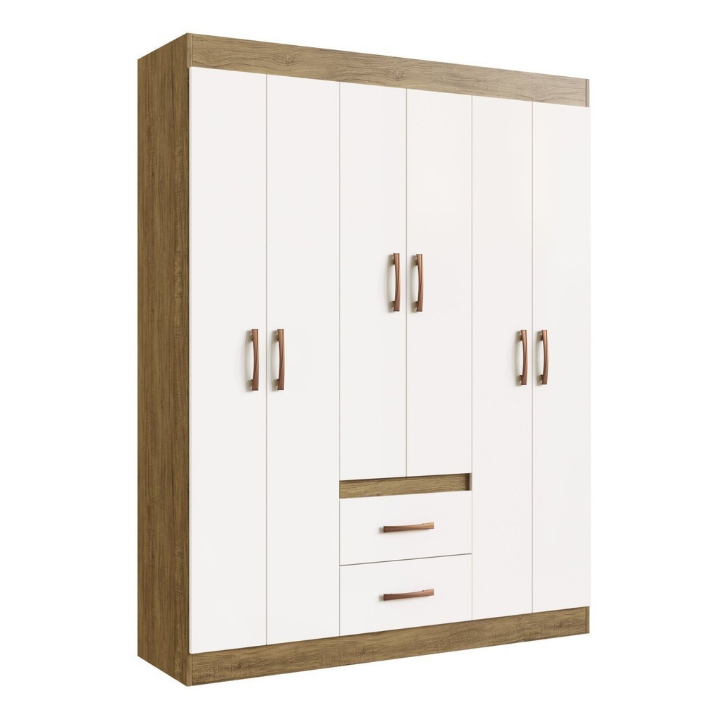 Guarda-roupa 30206 6 Portas 2 Gavetas 2 Prateleiras Rivera em Oferta na Shopee